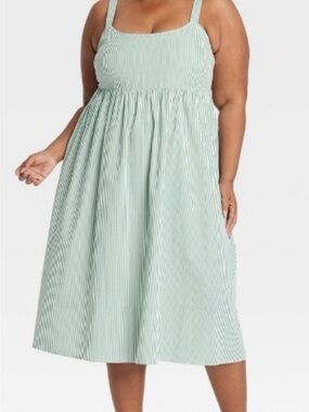 Ava & Viv Mint and White Striped Midi Sundress